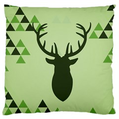 Modern Geometric Black And Green Christmas Deer Large Cushion Cases (one Side) 