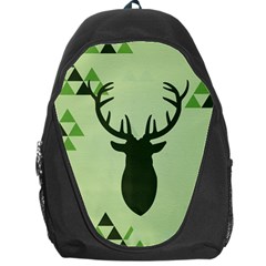 Modern Geometric Black And Green Christmas Deer Backpack Bag