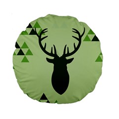 Modern Geometric Black And Green Christmas Deer Standard 15  Premium Round Cushions