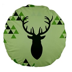 Modern Geometric Black And Green Christmas Deer Large 18  Premium Round Cushions