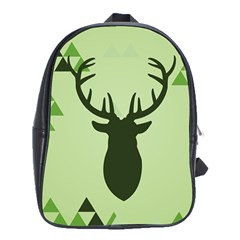 Modern Geometric Black And Green Christmas Deer School Bags (xl) 