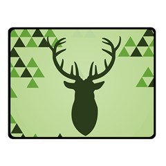 Modern Geometric Black And Green Christmas Deer Double Sided Fleece Blanket (small) 