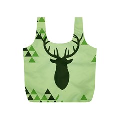 Modern Geometric Black And Green Christmas Deer Full Print Recycle Bags (s) 