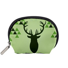 Modern Geometric Black And Green Christmas Deer Accessory Pouches (small)  by Dushan