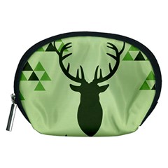 Modern Geometric Black And Green Christmas Deer Accessory Pouches (medium) 