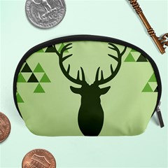 Modern Geometric Black And Green Christmas Deer Accessory Pouches (large) 