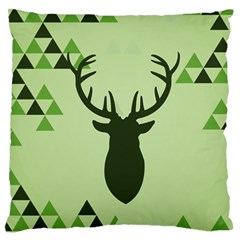 Modern Geometric Black And Green Christmas Deer Standard Flano Cushion Cases (two Sides) 