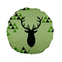 Modern Geometric Black And Green Christmas Deer Standard 15  Premium Flano Round Cushions by Dushan