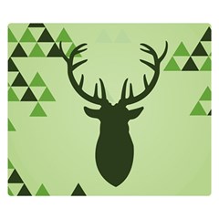 Modern Geometric Black And Green Christmas Deer Double Sided Flano Blanket (small) 