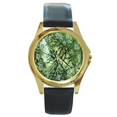 Jungle View At Iguazu National Park Round Gold Metal Watches by dflcprints