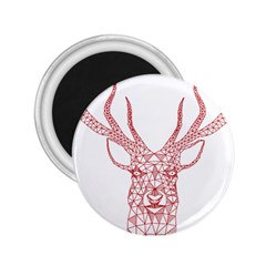 Modern Red Geometric Christmas Deer Illustration 2 25  Magnets by Dushan