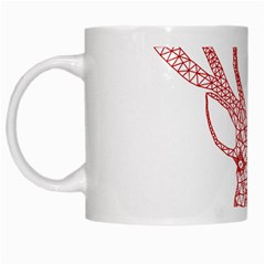 Modern Red Geometric Christmas Deer Illustration White Mugs by Dushan