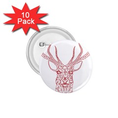 Modern Red Geometric Christmas Deer Illustration 1 75  Buttons (10 Pack) by Dushan