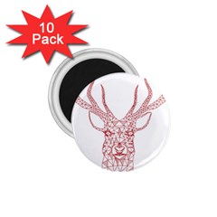 Modern Red Geometric Christmas Deer Illustration 1 75  Magnets (10 Pack) 