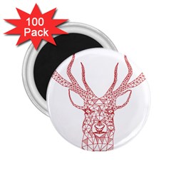 Modern Red Geometric Christmas Deer Illustration 2 25  Magnets (100 Pack)  by Dushan