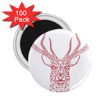 Modern red geometric christmas deer illustration 2.25  Magnets (100 pack)  Front