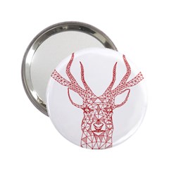 Modern Red Geometric Christmas Deer Illustration 2 25  Handbag Mirrors