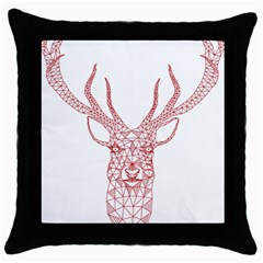 Modern Red Geometric Christmas Deer Illustration Throw Pillow Cases (black)