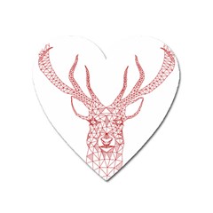 Modern Red Geometric Christmas Deer Illustration Heart Magnet