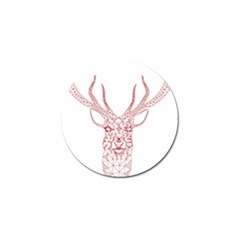 Modern Red Geometric Christmas Deer Illustration Golf Ball Marker by Dushan