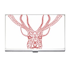 Modern Red Geometric Christmas Deer Illustration Business Card Holders