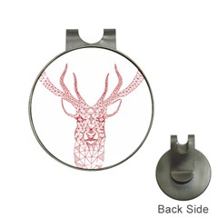 Modern Red Geometric Christmas Deer Illustration Hat Clips With Golf Markers