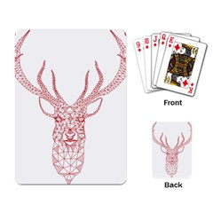 Modern Red Geometric Christmas Deer Illustration Playing Card