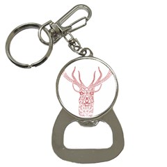 Modern Red Geometric Christmas Deer Illustration Bottle Opener Key Chains by Dushan