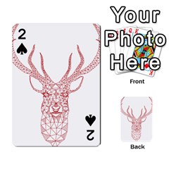 Modern Red Geometric Christmas Deer Illustration Playing Cards 54 Designs 