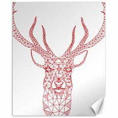 Modern Red Geometric Christmas Deer Illustration Canvas 16  X 20  