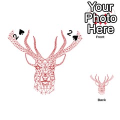 Modern Red Geometric Christmas Deer Illustration Playing Cards 54 (heart) 