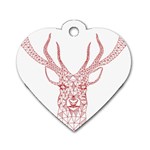 Modern red geometric christmas deer illustration Dog Tag Heart (One Side) Front