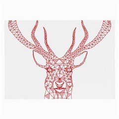 Modern Red Geometric Christmas Deer Illustration Large Glasses Cloth (2-side)