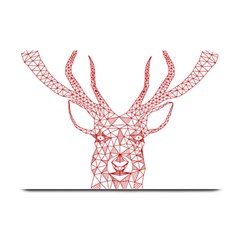 Modern Red Geometric Christmas Deer Illustration Plate Mats by Dushan