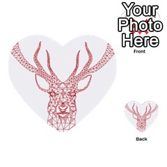 Modern Red Geometric Christmas Deer Illustration Multi-purpose Cards (heart) 