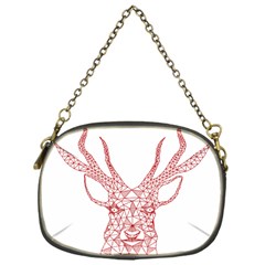 Modern Red Geometric Christmas Deer Illustration Chain Purses (one Side) 