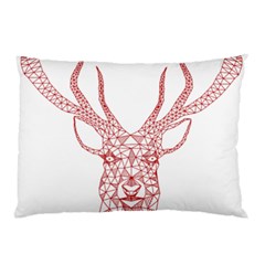 Modern Red Geometric Christmas Deer Illustration Pillow Cases