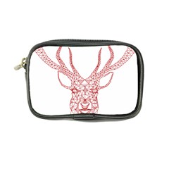 Modern Red Geometric Christmas Deer Illustration Coin Purse