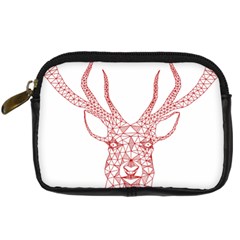 Modern Red Geometric Christmas Deer Illustration Digital Camera Cases by Dushan