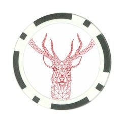 Modern Red Geometric Christmas Deer Illustration Poker Chip Card Guards (10 Pack)  by Dushan