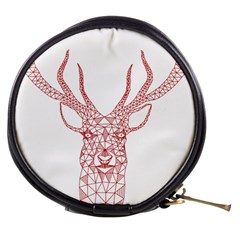 Modern Red Geometric Christmas Deer Illustration Mini Makeup Bags