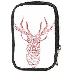 Modern Red Geometric Christmas Deer Illustration Compact Camera Cases by Dushan