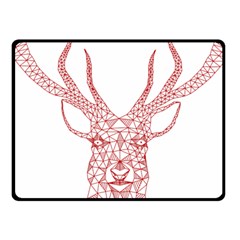 Modern Red Geometric Christmas Deer Illustration Fleece Blanket (small) by Dushan