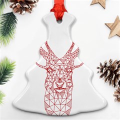 Modern Red Geometric Christmas Deer Illustration Christmas Tree Ornament (2 Sides)