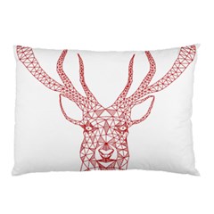 Modern Red Geometric Christmas Deer Illustration Pillow Cases (two Sides)