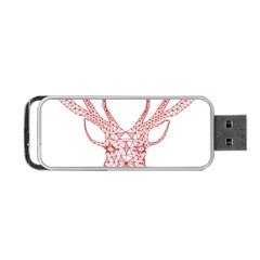 Modern Red Geometric Christmas Deer Illustration Portable Usb Flash (one Side)