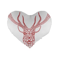 Modern Red Geometric Christmas Deer Illustration Standard 16  Premium Heart Shape Cushions