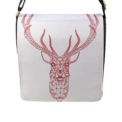 Modern Red Geometric Christmas Deer Illustration Flap Messenger Bag (l) 