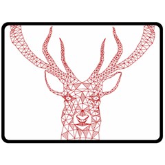 Modern Red Geometric Christmas Deer Illustration Double Sided Fleece Blanket (large)  by Dushan