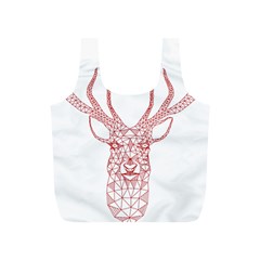 Modern Red Geometric Christmas Deer Illustration Full Print Recycle Bags (s) 